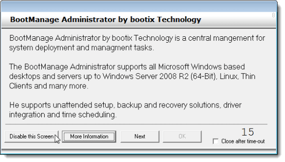 BootManage ad dialog box