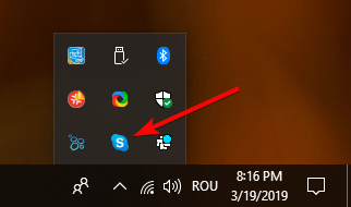 Ouvrez Skype à partir de la barre d'état système