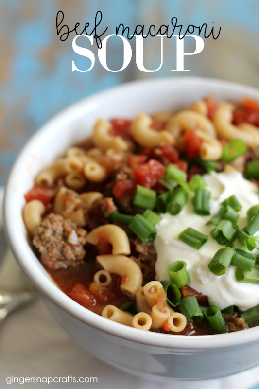 Beef Macaroni Soup Recipe at GingerSnapCrafts.com #recipe #dinner