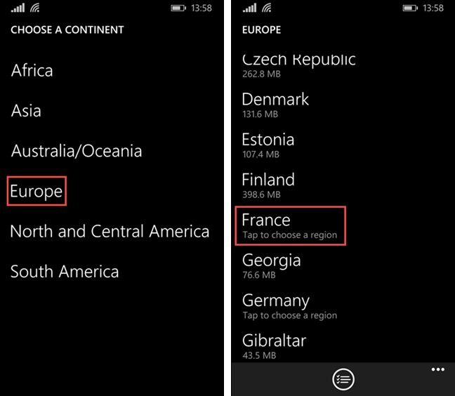 Windows Phone, Windows 10 Mobile, sin conexión, mapas, descargar