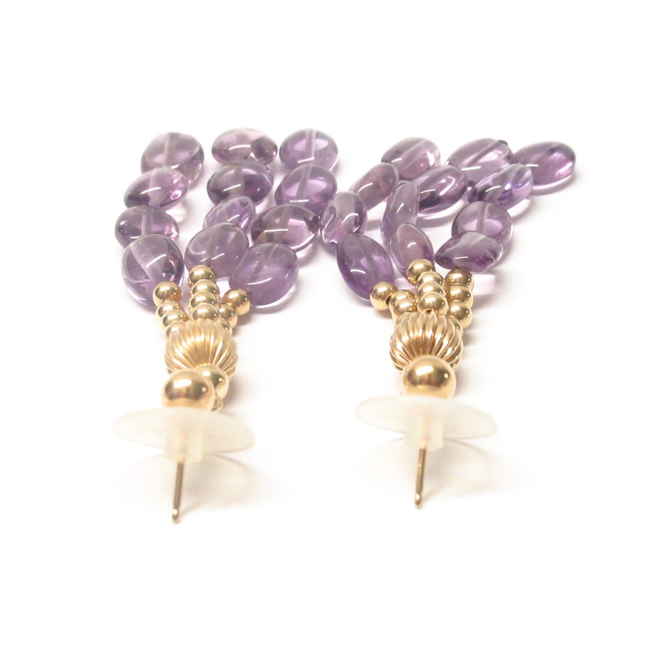 14K Gold and Amethyst Pendant Earrings