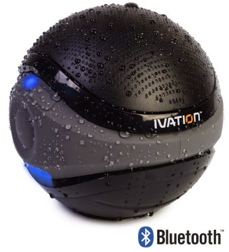  Ivation Waterproof Bluetooth Swimming Pool Floating Speaker - Music Amplifier Ball - With Cool Mood Lighting. Great for Pool and Bath - Black