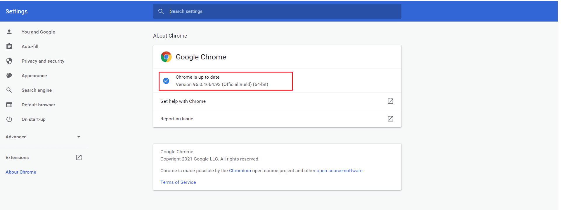 Chrome is up-to-date december 2021