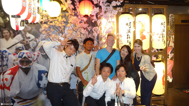 ending an incredible evening at the Awa Odori restaurant with my friends in Tokyo, Japan 