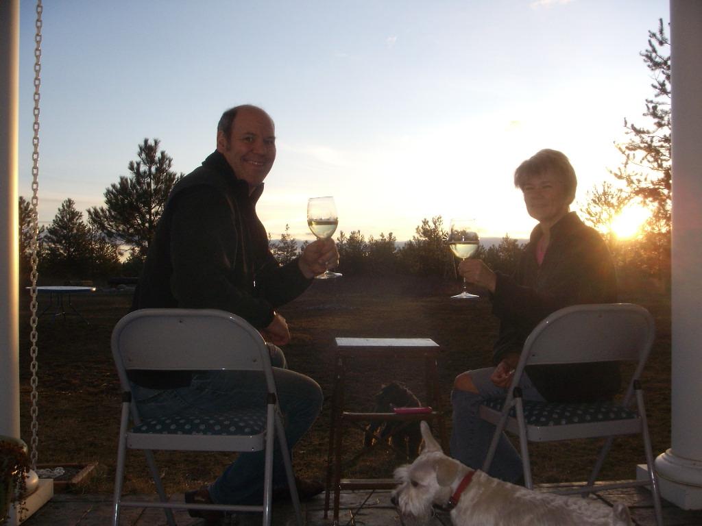 sitting on folding chairs