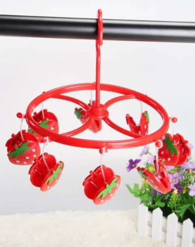 Brand H&3 Strawberry Shape Clothes Drying Hanger Rack with 8 Clips 2pcs/pack