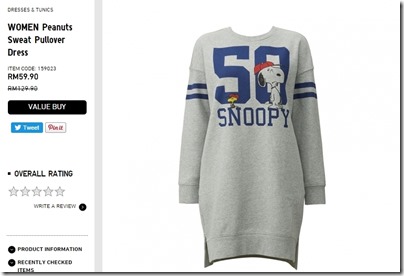 UNIQLO X Peanuts Women Sweat Pullover Dress 50 off