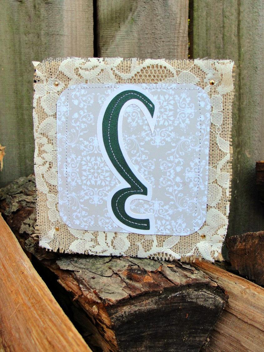 Burlap & Wood Table Number,