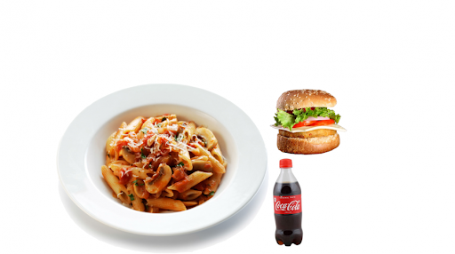 Mushroom Pasta ( Red Sauce) & Veg Burger Combo