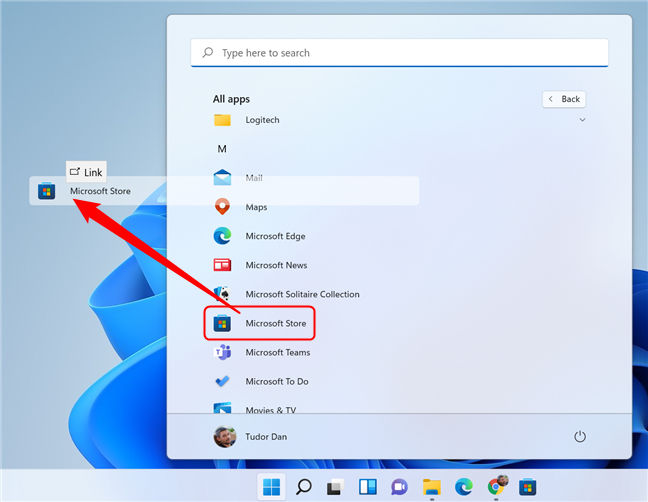 Trascina e rilascia l'icona dell'app sul desktop per creare un collegamento