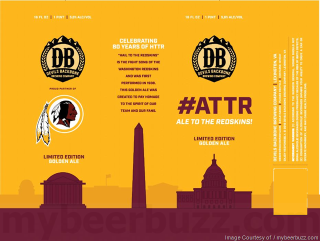 Devils Backbone Adding #ATTR (Ale To The Redskins) Burgundy Ale & Golden Ale