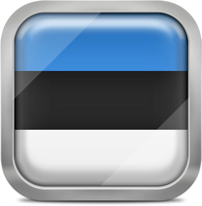 Estonia square flag with metallic frame
