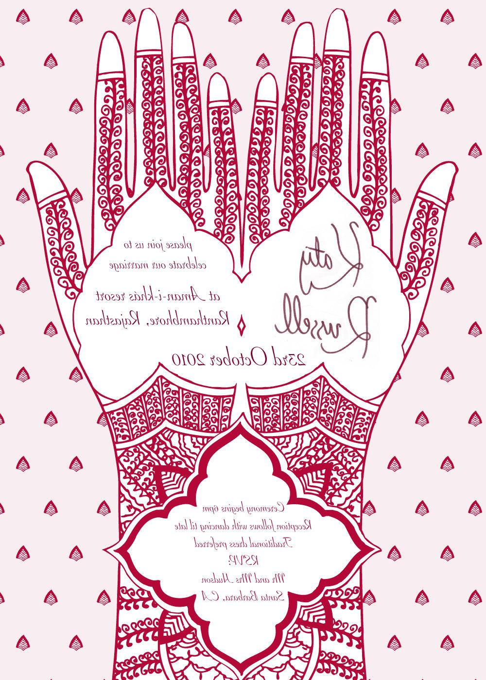 Printable Mehndi Hand Wedding Invitation 5x7 A5
