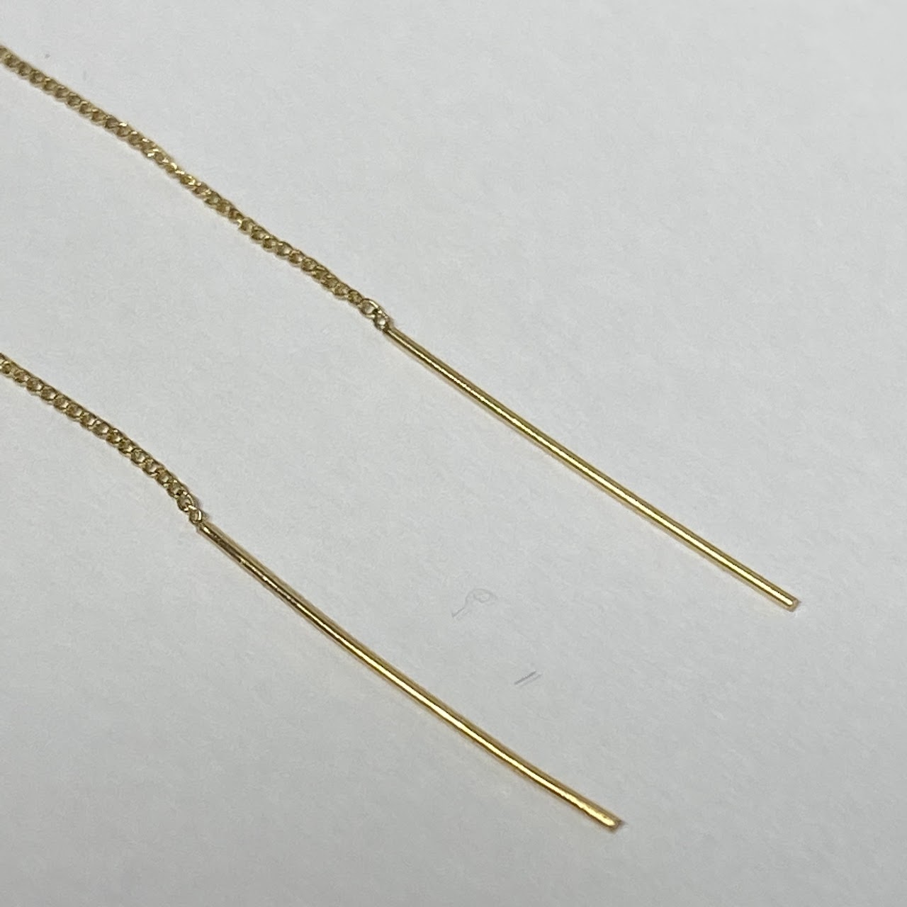 14K Yellow Gold Stick Threader Drop Earrings