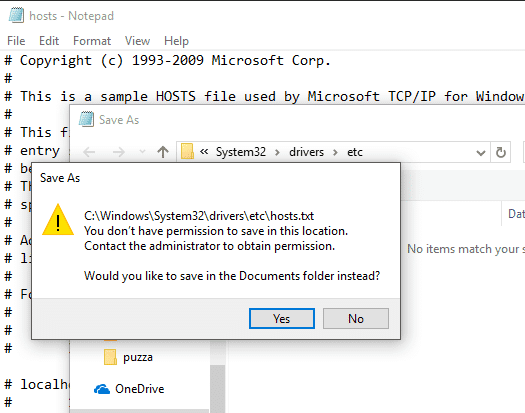 Nie możesz zapisać pliku Hosts w systemie Windows?