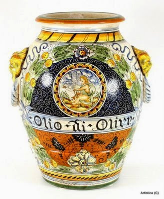  MAJOLICA: Montelupo classic medium orcio ''Olio di OLIVE'' [OLIVE Oil] [#139/S]