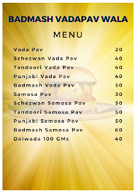 Badmash Vadapav Wala menu 2