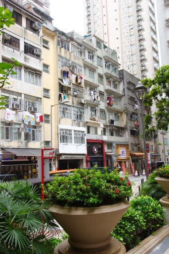 The old style accommodation amid the modern at Wan Chai, Hong Kong