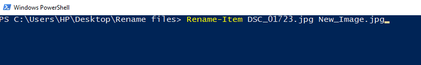 ในการเปลี่ยนชื่อไฟล์หลายไฟล์ด้วย Powershell ให้พิมพ์คำสั่ง