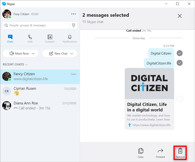 Comment supprimer des messages Skype des deux côtés sous Windows et macOS