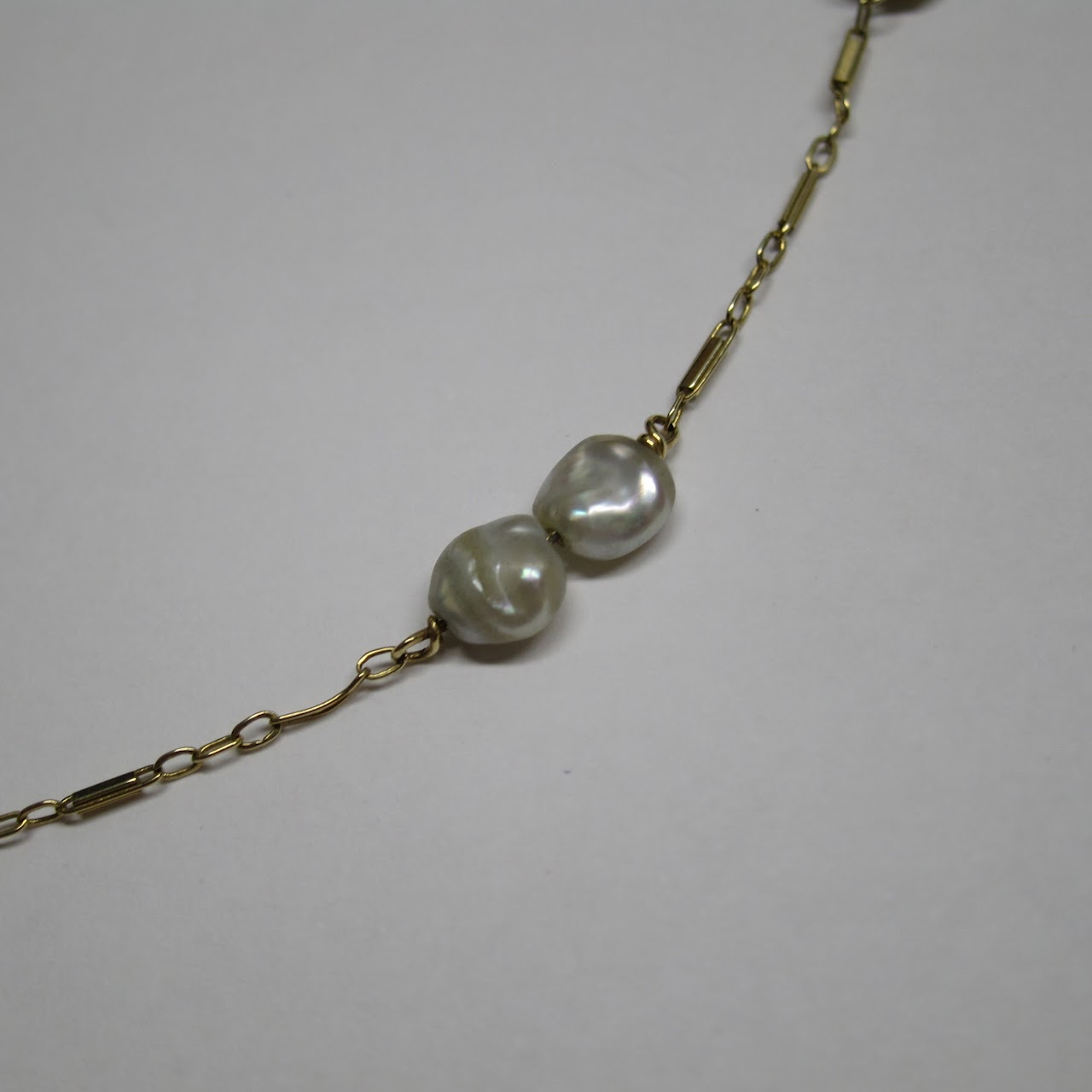 14 K Gold & Seed Pearl Necklace (Short)