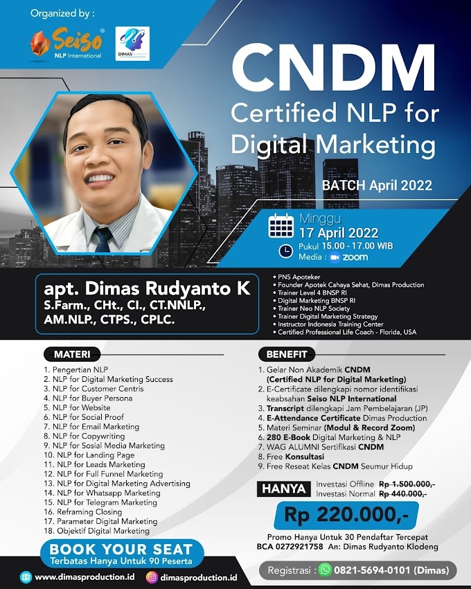 WA.0821-5694-0101 | Certified NLP For Digital Marketing (CNDM) 17 April 2022
