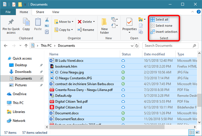 Chọn tệp và thư mục trong File Explorer