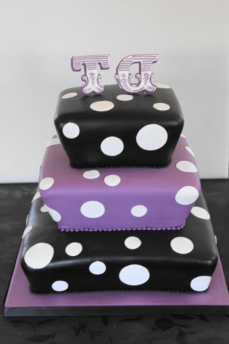 Black and purple wedding cake