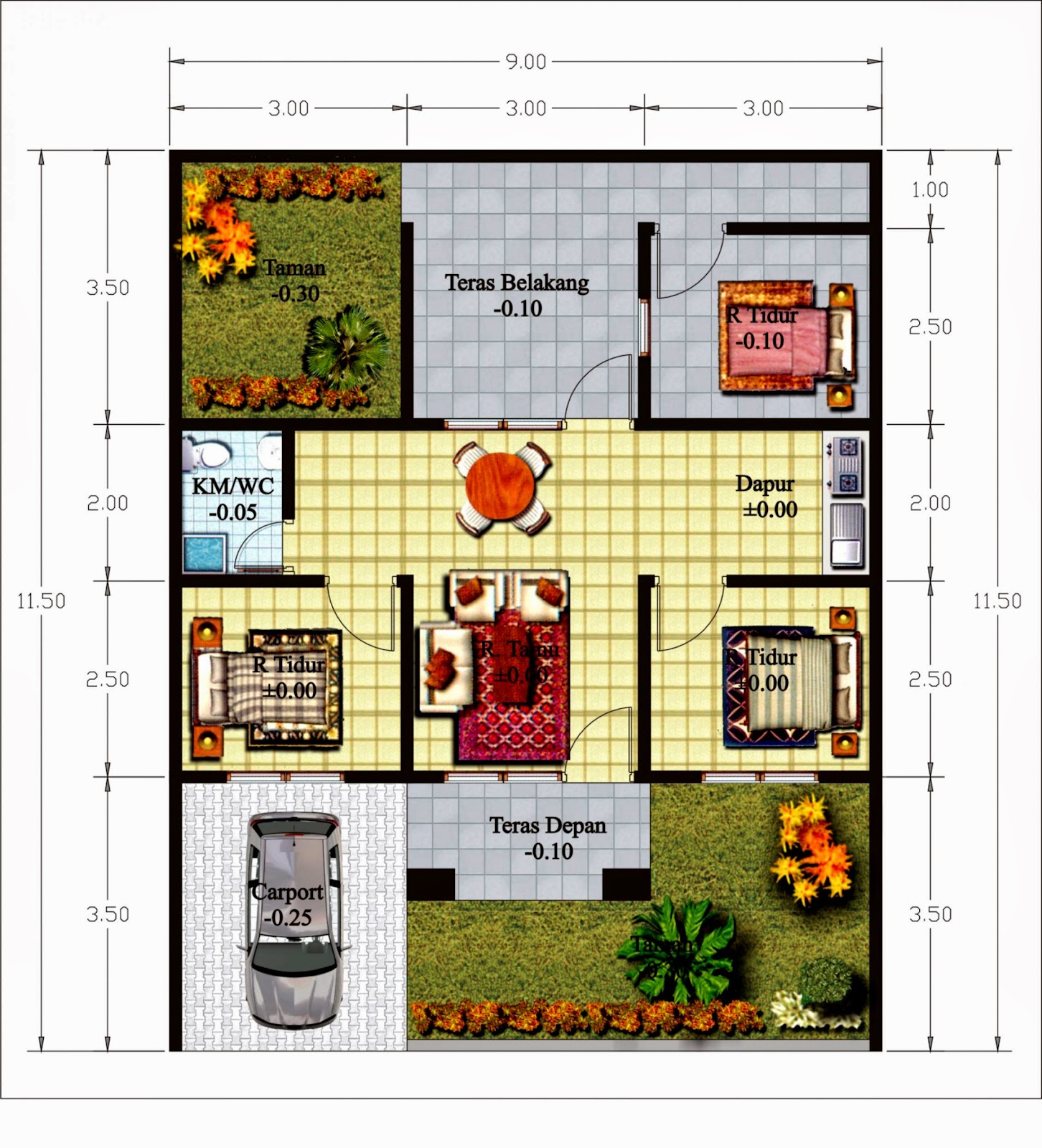 Gambar Denah  Rumah  Gallery Taman Minimalis