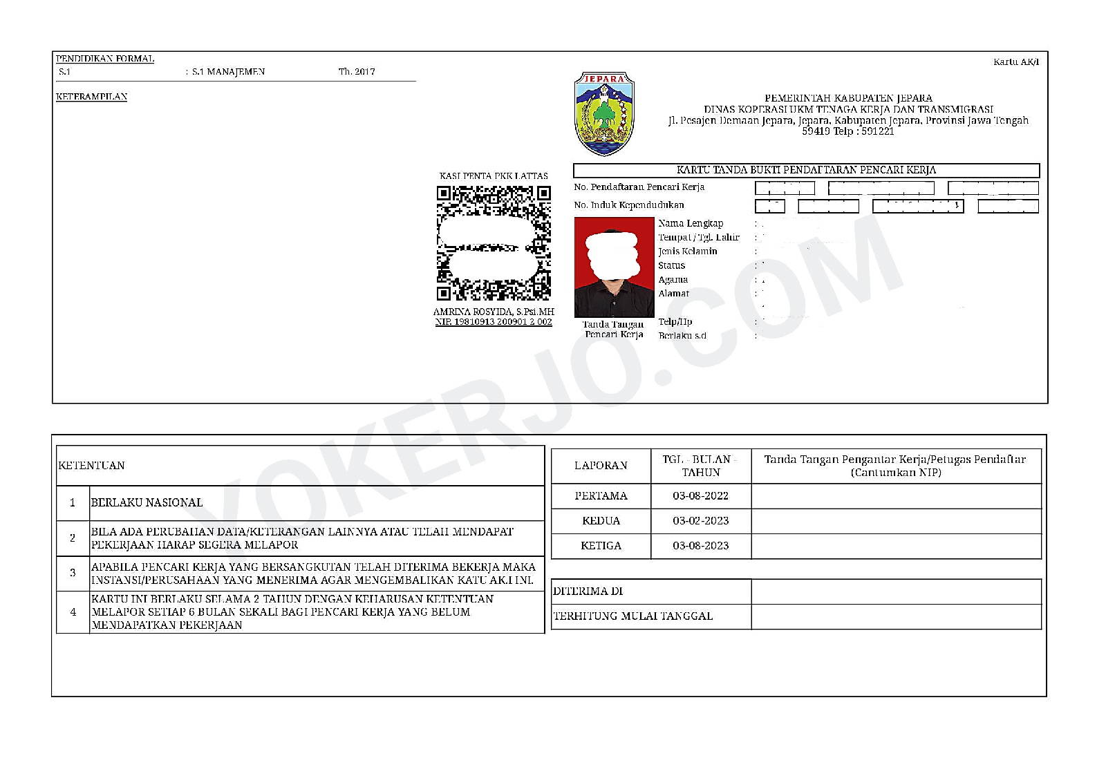 Cara Membuat Kartu Kuning AK1 Online di Jepara (Update 2023)