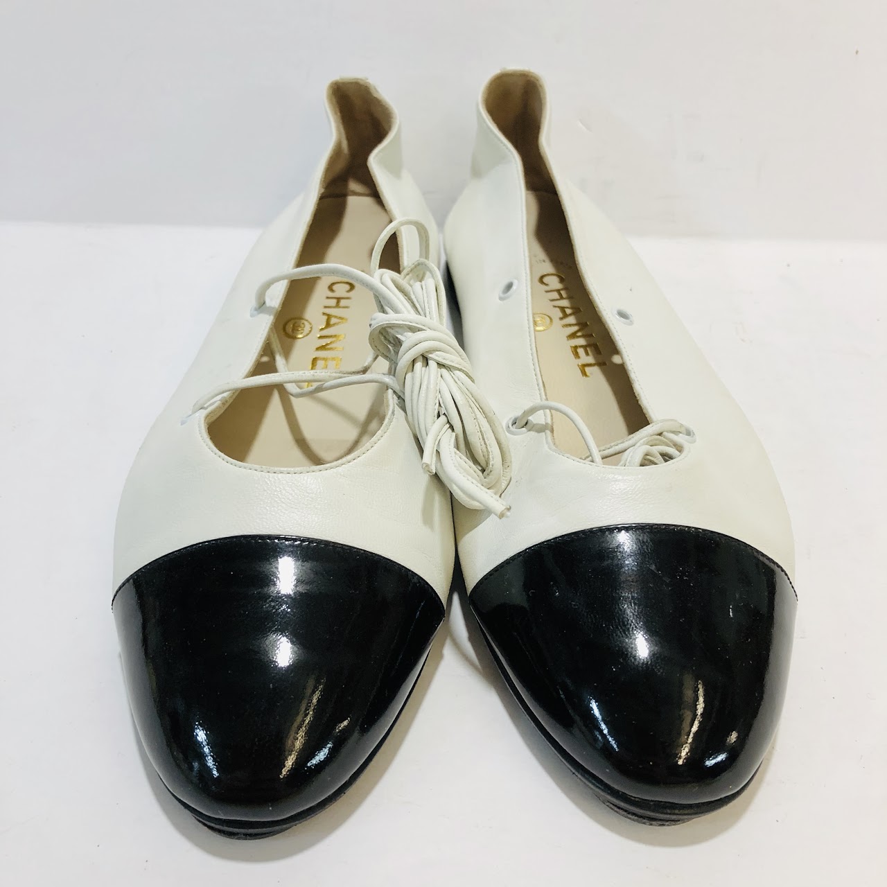 Chanel Black and White Ballet Flats