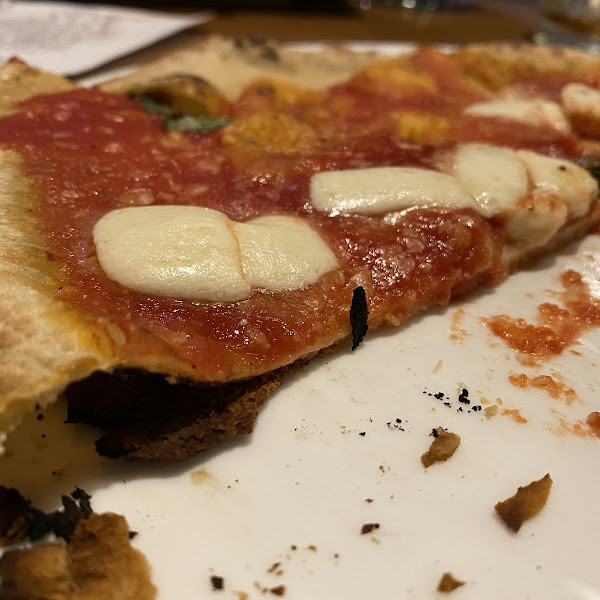 Gluten free crust is tasty, but I was hoping for a fluffier pizza. It’s very thin and fire oven cooked. Overall good, but a bit pricey at $16 for a 12” pizza.