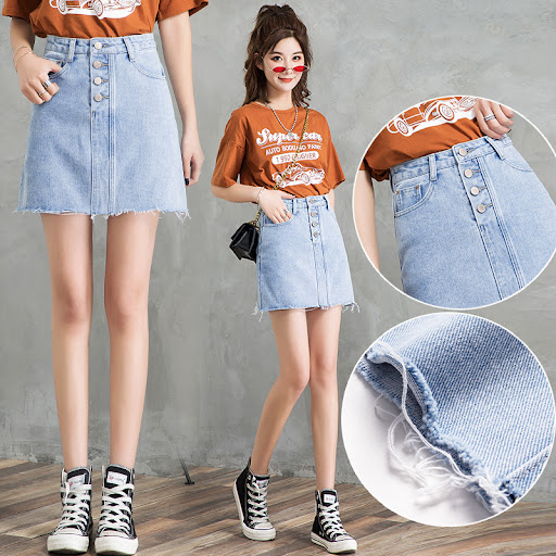 Title 4, Womens New Korean Style High Waist Buttoned A-...