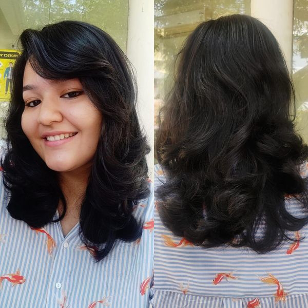 Village Barber Stories: Bubbly Indian women's long layer hair cut makeover