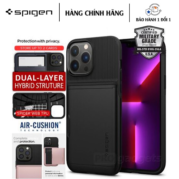 Ốp Lưng Dành Cho Iphone 13 Pro Max Spigen Slim Armor Cs Ví Tích Hợp Đựng Được Hai Thẻ Và Tiền Mặt - Hàng Chính Hãng