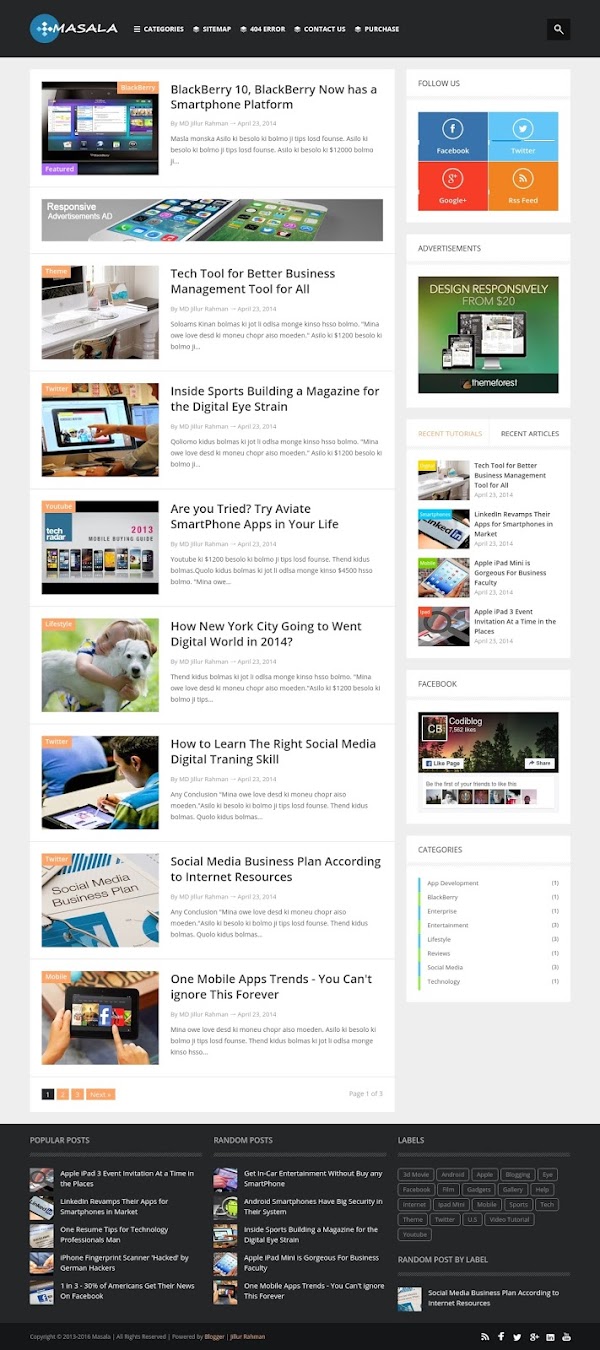 Masala Bloglist Text Template