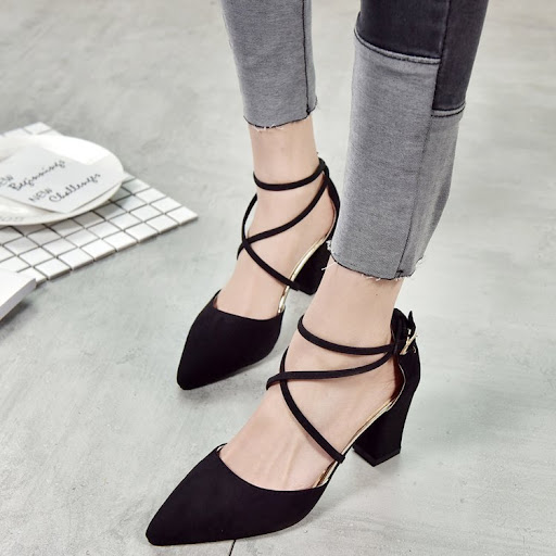 Title 7, Korean Fashion Pointed Toe Buckle Strap High He...