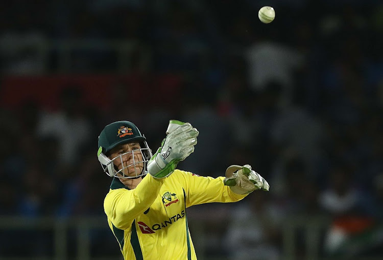 Peter Handscomb of Australia throws the ball during game one of the T20I Series between India and Australia at ACA-VDCA Stadium on February 24, 2019 in Visakhapatnam, India.