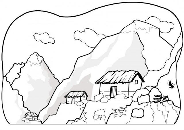 House in the mountains coloring pages | Coloring Pages