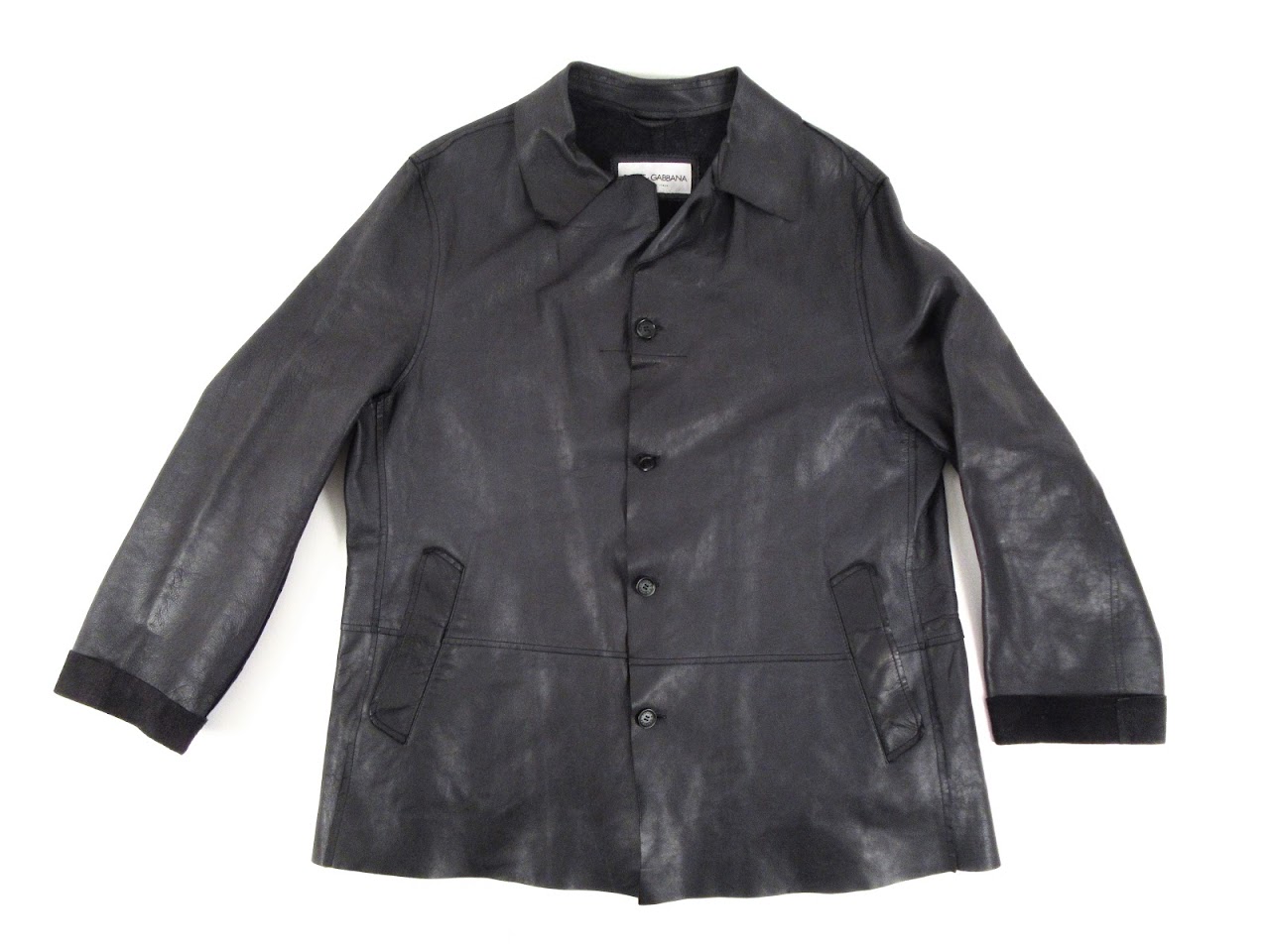 Dolce & Gabbana Raw Cut Leather Jacket