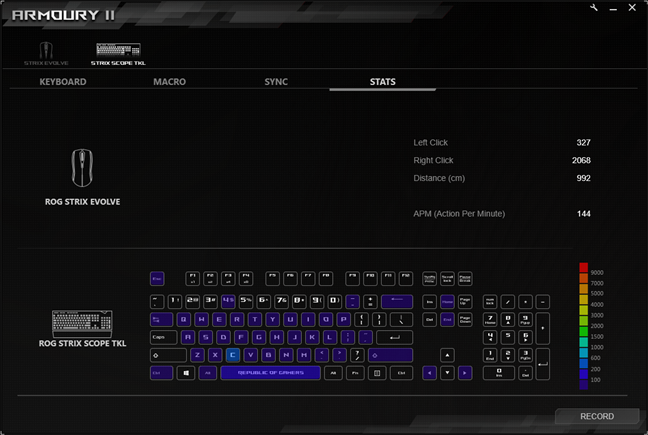 Registrazione delle statistiche con Armory II