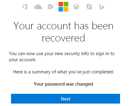 Uw account is hersteld |  Uw apparaat is offline.  Log in met het laatst gebruikte wachtwoord op dit apparaat