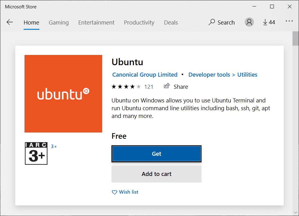 Ottieni Ubuntu in Microsoft Store