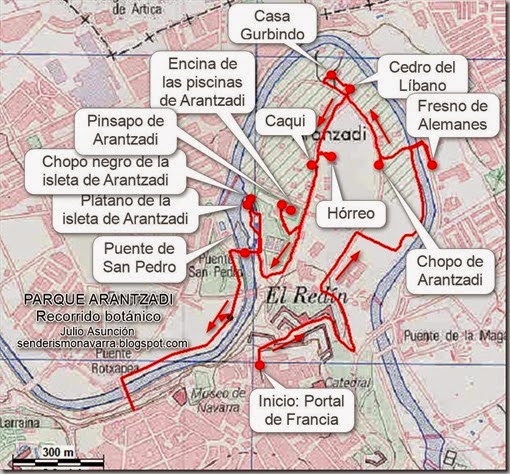 Mapa Parque Arantzadi - Recorrido botánico - Julio Asunción