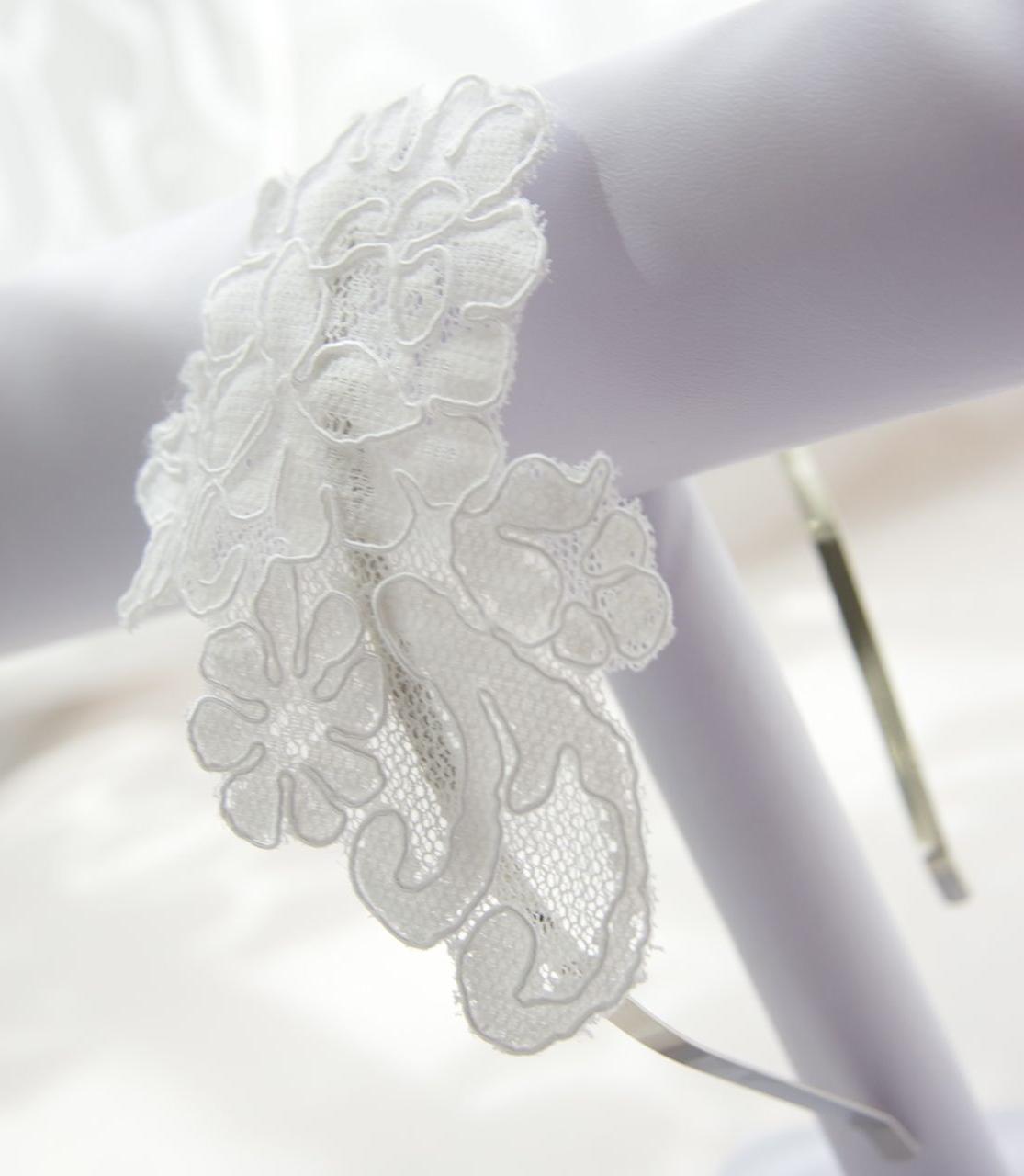 Vintage Lace Headband Bridal Headpiece, Alencon White or ivory Vitnage Lace,