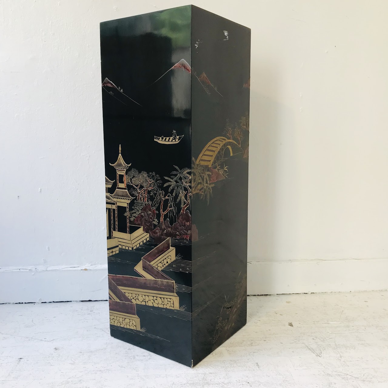 Lacquered Chinese Pedestal