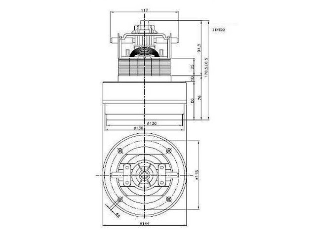 Motore bidone aspirapolvere Aeg, Electrolux, Hoover, Beper 1100W PM22 - 1