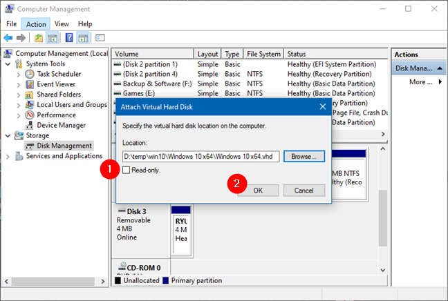 Adjuntar un archivo de disco duro virtual