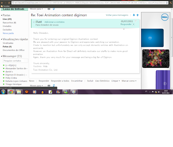 shewdon - toei animation responde o email de shewdon sobre o concurso.... Toei