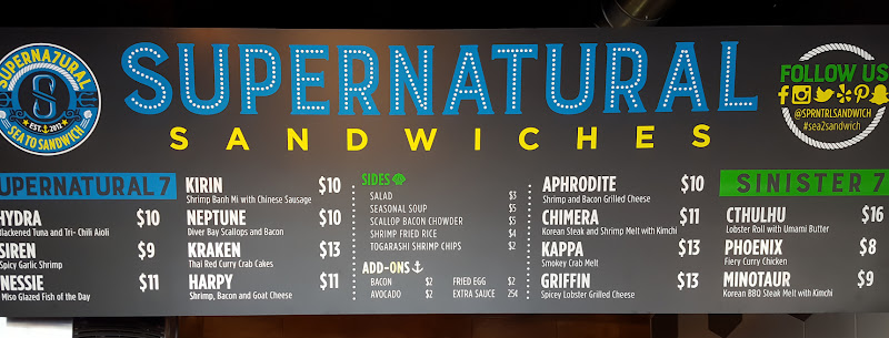 photo of the menu board at SuperNatural Sandwiches